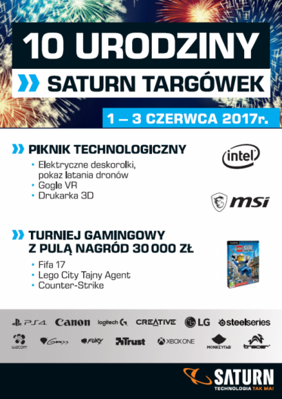 Moc urodzinowych atrakcji w SATURN w CH Zielony Targówek Warszawa IT i technologie, LIFESTYLE - SATURN w CH Zielony Targówek w Warszawie – ulubione miejsce odkrywania nowych technologii – na nadchodzący weekend (1-3 czerwca) przygotował liczne propozycje atrakcji.