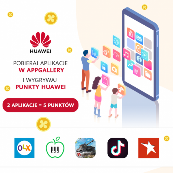 Nowe aplikacje w akcji „Pobieraj i wygrywaj” od Huawei – do zdobycia Punkty IT i technologie, LIFESTYLE - Rusza nowa odsłona akcji Huawei „Pobieraj i wygrywaj”. Użytkownicy sklepu z aplikacjami Huawei AppGallery mogą otrzymać Punkty Huawei za pobranie co najmniej dwóch z nowej puli 20 aplikacji obecnych w sklepie firmy.